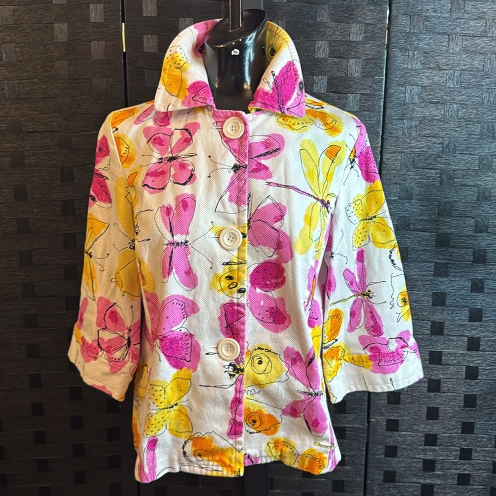 Erin London Butterfly / Firefly Colorful Jacket Sz M